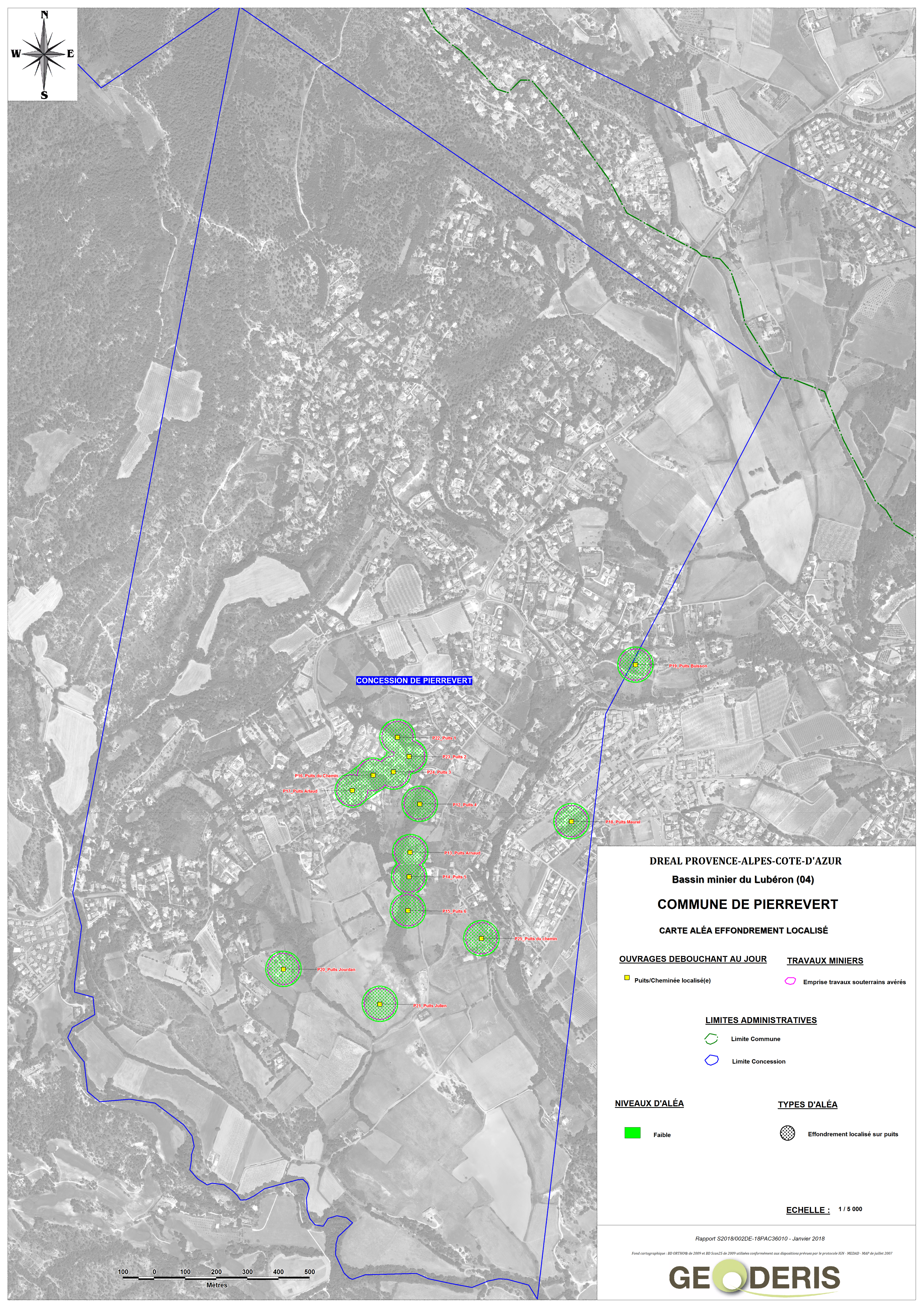 Carte d'aléa Effondrement localisé et affaissement