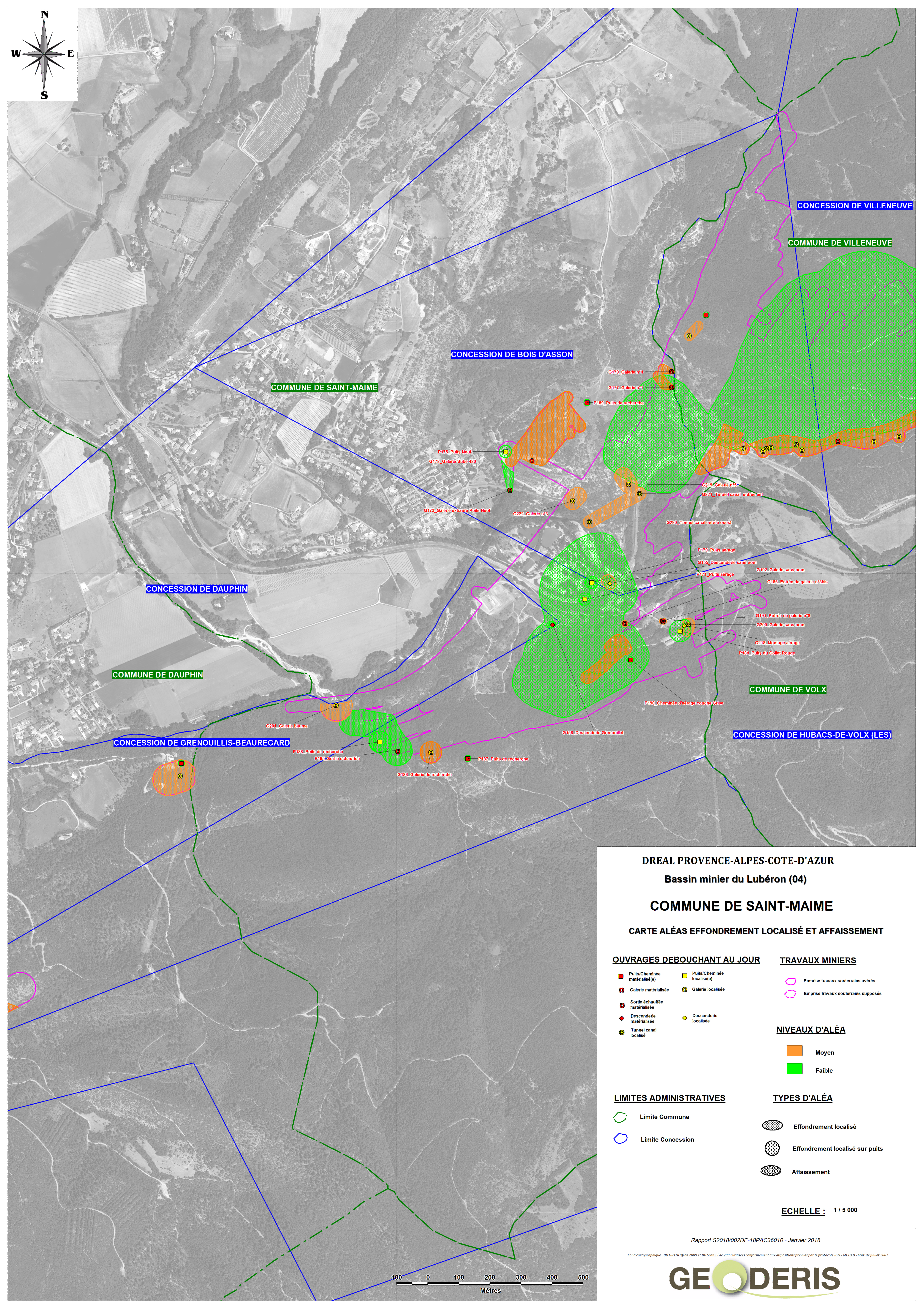 Carte d'aléa Effondrement localisé et affaissement