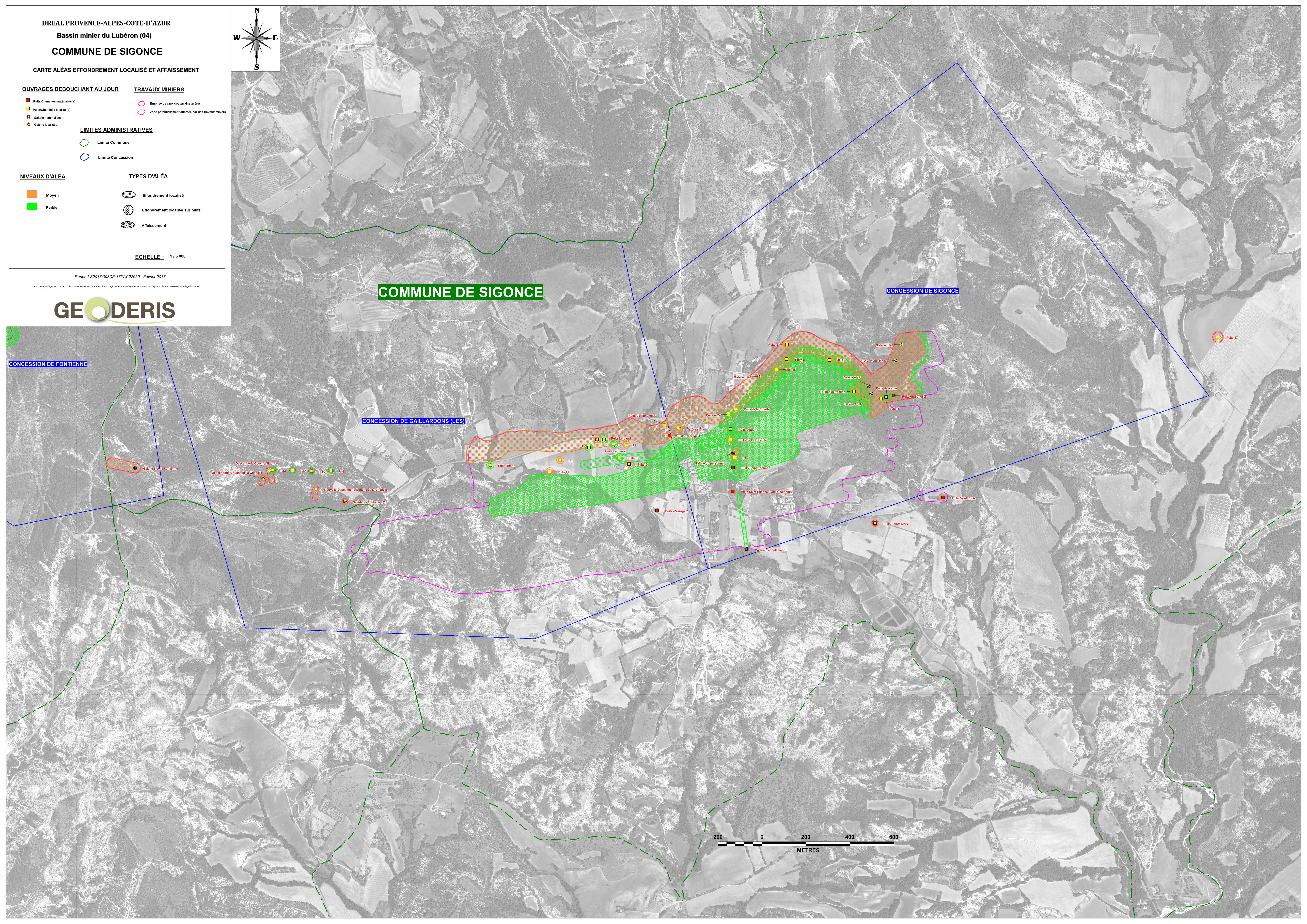 Carte d'aléa Effondrement localisé et affaissement